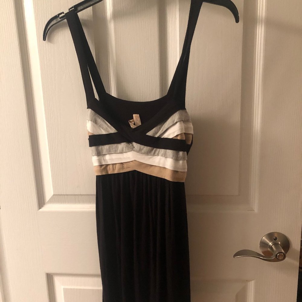 Flowy Black Tank with Tan and Grey Details